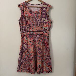Title Nine Neon Aztec Tribal Dream Athletic Activewear Dress L Tennis Pickleball